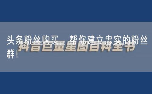 头条粉丝购买，帮你建立忠实的粉丝群！