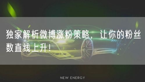 独家解析微博涨粉策略，让你的粉丝数直线上升！